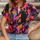 thumbnail image 4 of Camisa Camisas casuales para mujer Camisas con estampado floral con cuello en V de moda Tops de oficina (Rojo M) Ygjytge Rojo T M para Mujer, 4 of 7