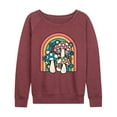 thumbnail image 3 of Instant Message - Retro Mushrooms Rainbow - Women's Lightweight French Terry Long Sleeve Shirt, 3 of 6