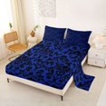 thumbnail image 2 of Homewish Boho Damask Skull Bed Sheets for Kids, Royal Blue Gothic Halloween Full Size Sheets, 4pcs, 1 Flat Sheet, 1 Fitted Sheet and 2 Pillowcases, 2 of 5