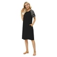 thumbnail image 4 of EFINNY Women's Short Sleeve Nightgowns Contrast Color Nightdress Round Neck Nightshirt Comfy Cotton Sleepshirt with Pockets S-3XL, 4 of 6