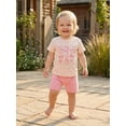 thumbnail image 4 of BemeyourBBs Newborn God Says I Am Toddler Baby Girl Summer Outfit Kids Baby Girl Christening Clothes Short Sleeve Bow Print T-Shirt and Pockets Shorts Set, 4 of 9