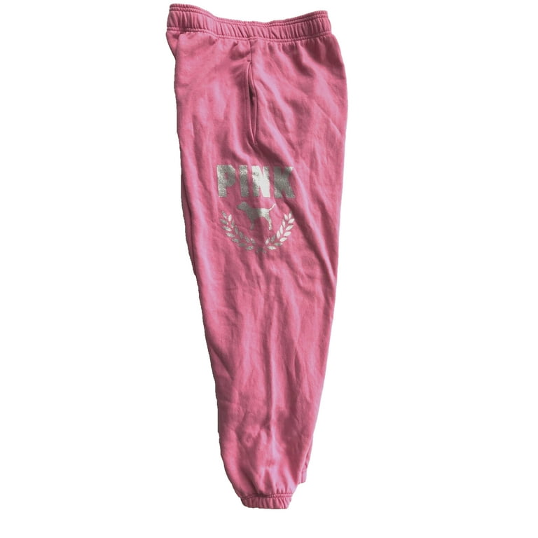 Victoria s Secret Pink Fleece Baggy Campus Sweatpants Pink Glitter Logo Size Large NWT Walmart