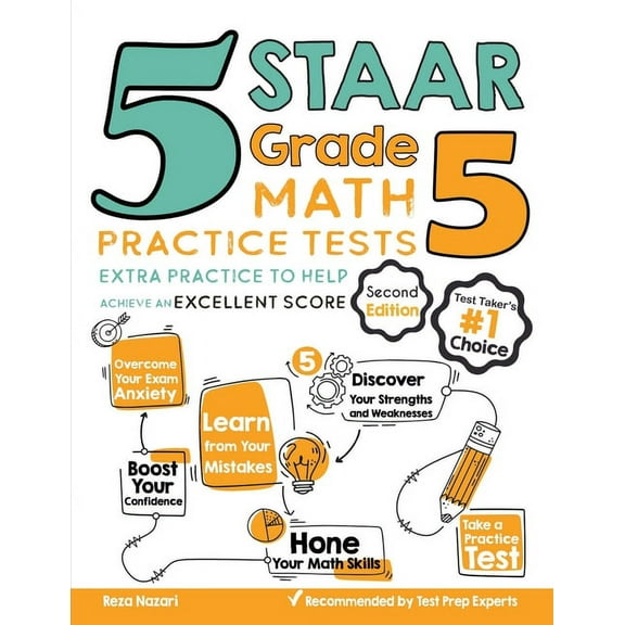 5 STAAR Grade 5 Math Practice Tests: Extra Practice to Help Achieve an Excellent Score, (Paperback)
