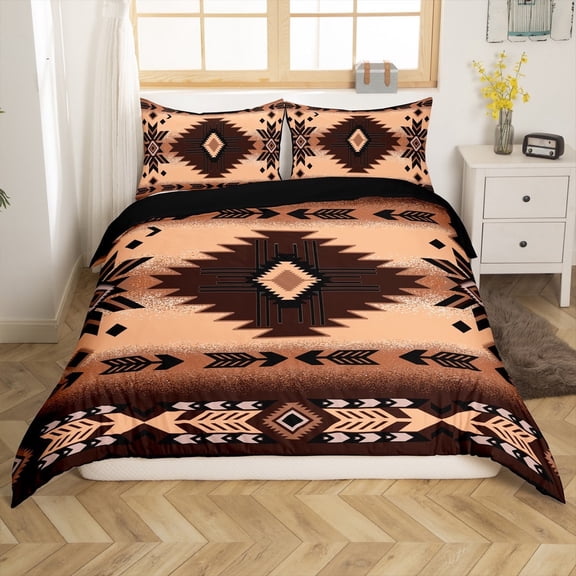 Erosebridal Hippie Aztec Comforter Cover Twin,Bohemian Theme Bedding Twin Size,Ultra Soft Reversible Comforter Cover Twin,Tribal Room Decorative,3-Piece(No Comforter)
