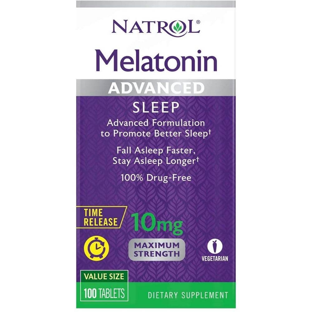 Natrol Melatonin Advanced Sleep Tablets with Vitamin B6, Helps You Fall Asleep Faster, Stay