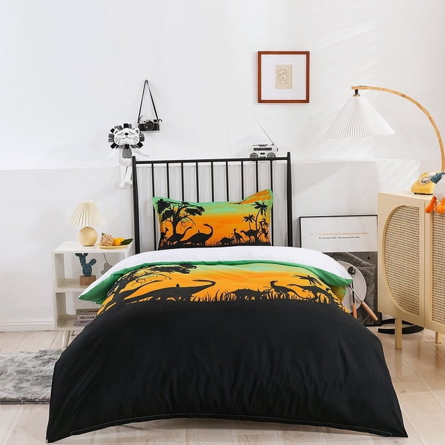 3D Elefante Puesta de sol Árbol Paisaje Funda nórdica Set Ropa de Cama Set Funda Nórdica