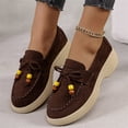 thumbnail image 4 of Women's Casual Plus Size Beaded Bow Walking Shoes, Suede Round Toe Loafers Design with Breathable Lining, Comfortable Slip on Sneakers for Daily Wear, 4 of 7