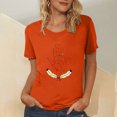 thumbnail image 2 of Dadaria T-Shirt Femme Orange Manches Courtes Col Rond Été Chandail Blouses 2TG, 2 of 5