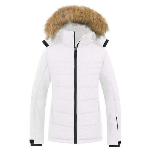 Chrisuno Ladies Winter Coats Skiing Jacket Women Mountain Waterproof Ski Windproof Snowboarding Jackets Warm Snow Coat Fleece Raincoat White M