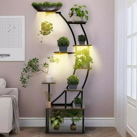 9 Tiered Plant Stand with UL LED Grow Light for Indoor Plants Rack Display Shelf
