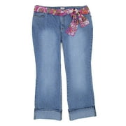 No Boundaries - Juniors Plus Scarf Belt Cuffed Jean