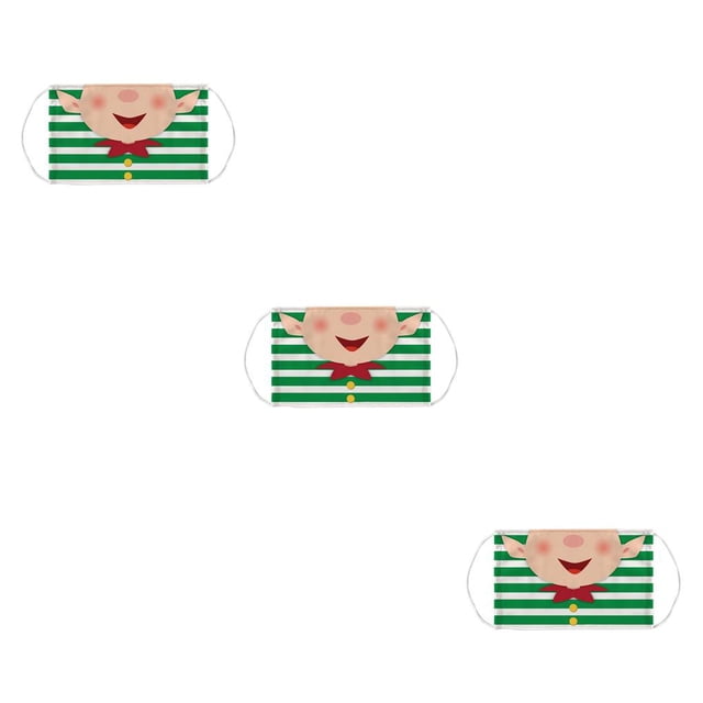 Transemion Christmas Themed Dust Mask Breathable Polyester Printing Face Mask with Elastic Ear Rope Type 4 Pattern 2 3Set