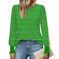 thumbnail image 6 of HOMBOM T-Shirts for Women Crew Neck Relaxed Fit Long Sleeve Puff Sleeve Green Tops Fall Womens, 6 of 6