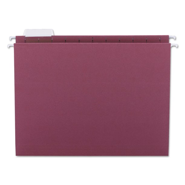 Smead Hanging File Folders 1/5 Tab 11 Point Stock Letter Maroon 25/Box