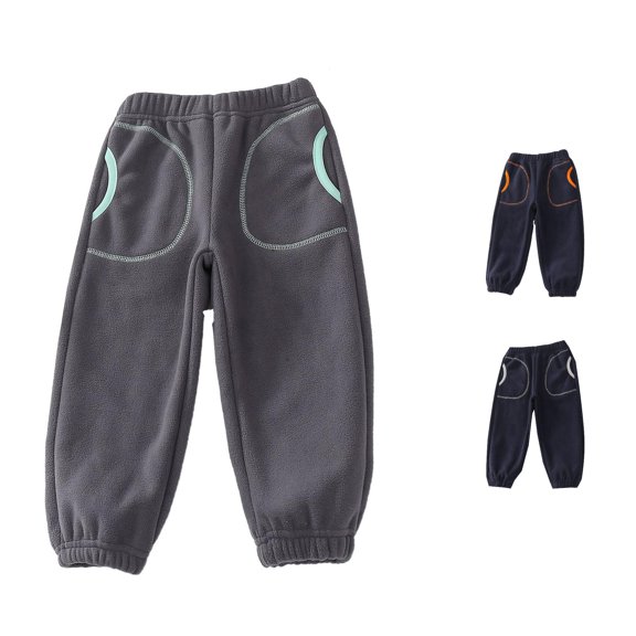 AWZXDE Boys Spring Fall Pants Lined Jogger Pants Elastic Waist Pocket Design Warm Kids Casual Trousers Grey - 9-10 Years