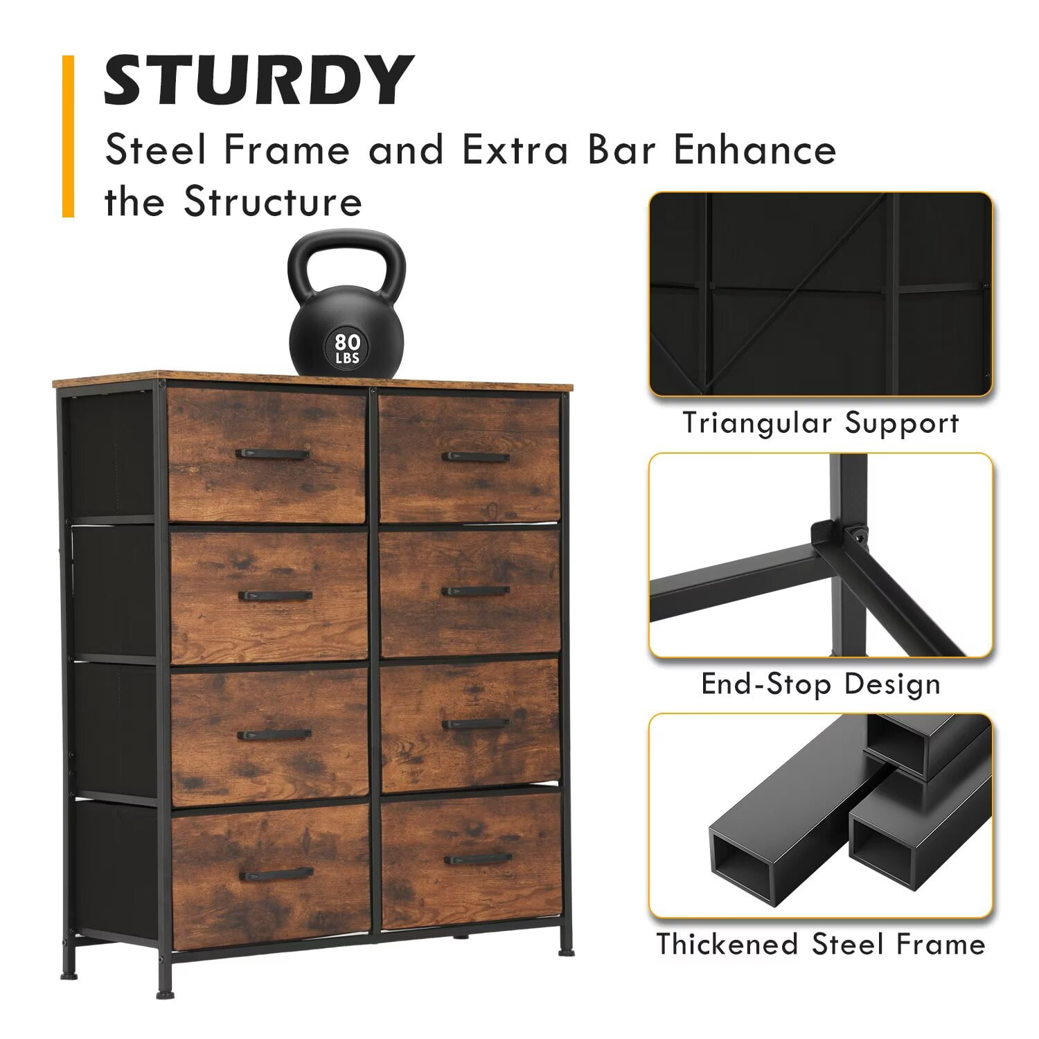 YRLLENSDAN,Large Dressers for Bedroom Tall, Plastic Dressers,Dressers for Women Bedroom, Storage Drawer Dresser, Closet Dressers ,Wood Top,Nature
