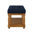 thumbnail image 5 of Leumius Upholstered Linen Bench with Storage Shelf, Solid Wood Spindle Legs Accent Furniture Tufted Ottoman Bench for Bedroom Entryway Living Room Navy Blue, 5 of 6