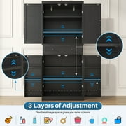 72 Kitchen Pantry Cabinet, ETASE Tall Pantry Storage Cabinet with Adjustable Shelves and Drawer, Black Kitchen Cabinet Buffet Cupboards Storage Cabinet for Home Office Use (Black)