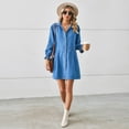 thumbnail image 4 of FJUCHAI Women Denim Dresses Long Sleeve Jean Shirt Dress Button Down Casual Tunic Dress S-XL, 4 of 9