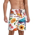 thumbnail image 2 of Balery Flowers Birds And Butterflies Pantalones cortos de pijama de punto de algodón para hombre con cinturilla y bolsillos-X-Large, 2 of 6