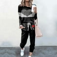 thumbnail image 2 of Wyzesi Ensemble de Shorts pour Femmes sous Robes Mode Décontractée Automne et Hiver Imprimé Col Rond Manches Longues Poche Cordon Taille Élastique Pantalon Costume de Sport, 2 of 4
