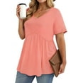 thumbnail image 4 of WellSize Plus Size Women Tops Casual V Neck Blouses Summer Short Sleeve Shirts Floral Tunic Tops, 4 of 8