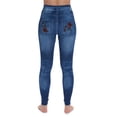 thumbnail image 3 of Just Love Women's Denim Wash Leggings - Stretchy and Comfortable Skinny Pants (Blue Floral, Large-X-Large), 3 of 3