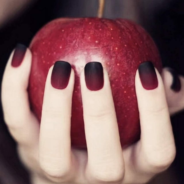 Handcess Uñas postizas Cuadradas Mate Corto Rojo Degradado Prensa en Uñas Acrílico Cubierta Completa Uñas Postizas para Mujeres y Niñas