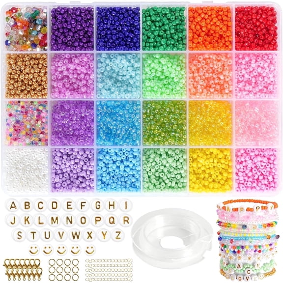 8800pcs Glass Seed Beads, 3mm Small Beads for Bracelets, Jewelry Making, Friendship Bracelet Kit as Valentine's Day Diy Crafts Gifts, Adults