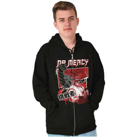 Kanji Street Fighter No Mercy Ryu Zip Hoodie Sweatshirt Men Brisco Brands S