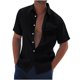thumbnail image 1 of Hombres Casual Solid Pullover Manga corta Stand Collar Saint V Botón Tops Camiseta Blusa Pompotops  oipoqjl45754, 1 of 8