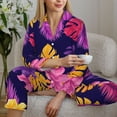 thumbnail image 6 of Uemuo Purple Flower Pattern Womens Pajama Sets,PJ Set for Women,Pajamas for Women Logo,Long Sleeve Pajama Set for Women,Soft Long Sleeve Top With Pants-, 6 of 9