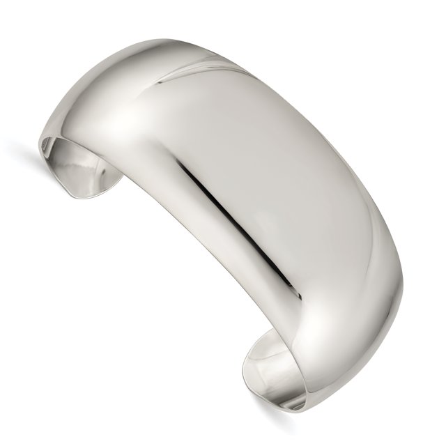 Sterling Silver 28.5mm Cuff Bangle Bracelet (Weight: 27.09 Grams, Length: Inches)
