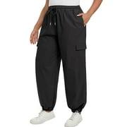 Cueply Womens Plus Size Cargo Pants with Pockets Casual Joggers Sweatpants Drawstring Adjustable Loose Fit Workout