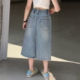 thumbnail image 7 of oqasdz Girls Skirts Elastic Waist Stretch Long Denim Skirt with Rhinestone Design for Toddler and Big Kids Casual Dailywear, 7 of 7
