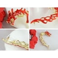thumbnail image 4 of Golden Tone Dragon Fury Battleground Shimmering Red Finish Flame Esque Earring Cuff, 4 of 5