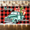 thumbnail image 2 of Retro Truck Decoration Christmas Banner Holiday Gifts Festive Design Snow Background for Winter Celebrations Indoor Party, 2 of 9