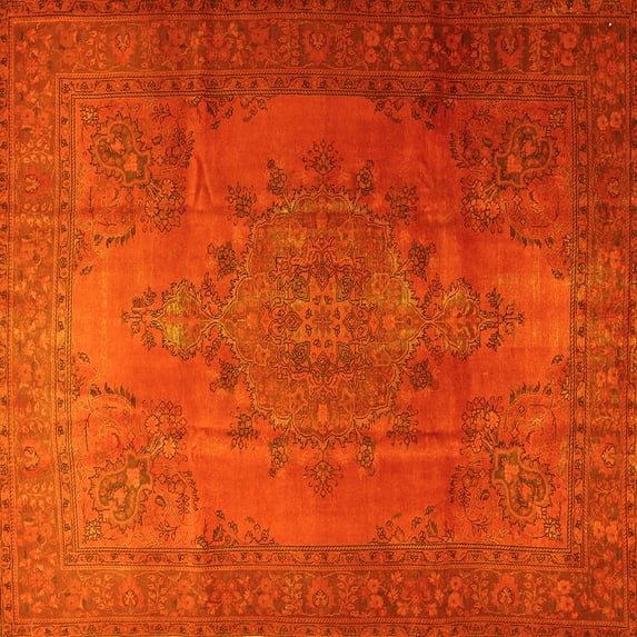 Ahgly Company Machine Washable Indoor Square Persian Yellow Traditional Area Rugs, 3' Square