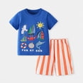 thumbnail image 2 of TOWED22 Infant Toddler Baby Boy Summer Outfits 2 Pieces Round Neck Short Sleeve Shirt Pocket Shorts Graphic Clothes(Blue,7-8 Y), 2 of 8