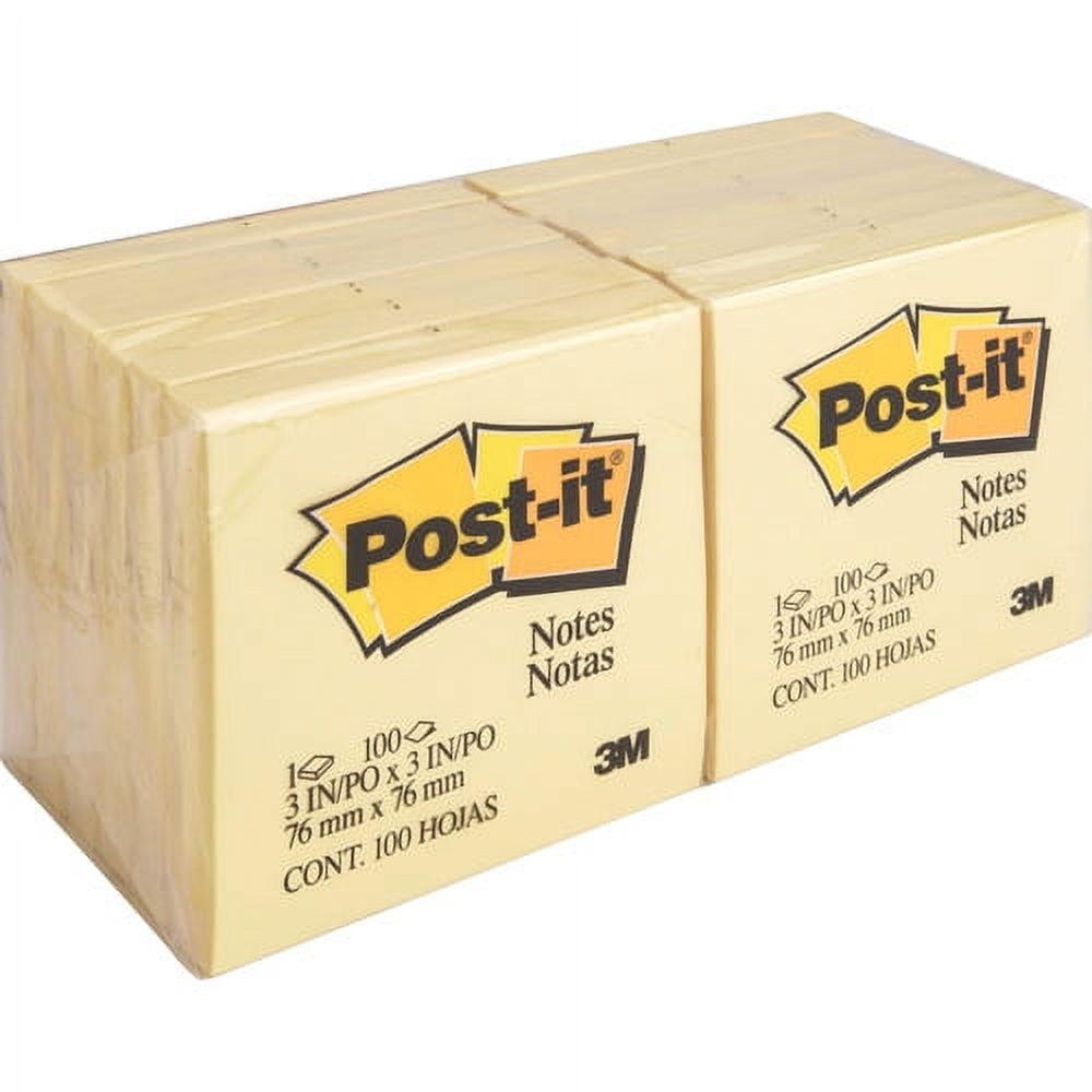 Post-it Original Note Pads, 3 x 3 in.,Yellow, 100 Sheets/Pad, 27 Count