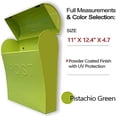 thumbnail image 2 of NACH Vicki Pistachio Green Mailbox, Wall Mount Mailboxes For Outside, Weather Resistant Metal Mailbox, Maximum Rust Protection, 11x4.5x12.5 in, MB-7304, 2 of 5
