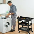thumbnail image 3 of Costway Three Tray Rolling Tool Cart Mechanic Cabinet Storage ToolBox Organizer w/Drawer, 3 of 10