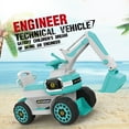 thumbnail image 3 of HOVER HEART Excavator Ride-On Toy 6V/4.5Ah Front LED Construction Truck 4 Wheels Pulling Cart for Kids (Turquoise), 3 of 4