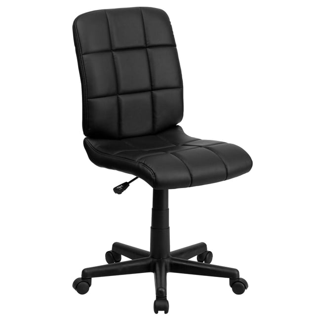 Mid-Back Black Quilted Vinyl Swivel Task Chair