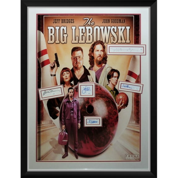 Big Lebowski Full-Size Movie Poster Deluxe Framed with Cast Autographs - JSA