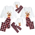 thumbnail image 2 of Sinhoon Matching Family Pajamas Sets Christmas Matching Holiday Pjs Letter Print Top and Plaid Pants Sleepwear (White-3/4T), 2 of 7
