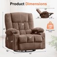 thumbnail image 5 of JMYMRY Recliner Chair, Swivel Rocker Recliner for Adults, Recliner Chair with Heat and Massage, Manual Recliner with Cup Holders for Living Room, Brown, 5 of 12