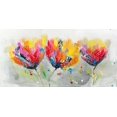 thumbnail image 3 of Quatre Fleurs Colorées sur Fond Gris - Toile 24"x48 Pouces - Impression sur Demande, 3 of 5