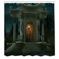thumbnail image 3 of Ambesonne Gothic Shower Curtain, Roman Pavilion Mystic, 69"Wx84"L, Petrol Blue and Orange, 3 of 5