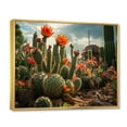 thumbnail image 2 of Designart "Coral Green Cactus landscape II" Floral Floater Framed Wall Art Print, 2 of 7